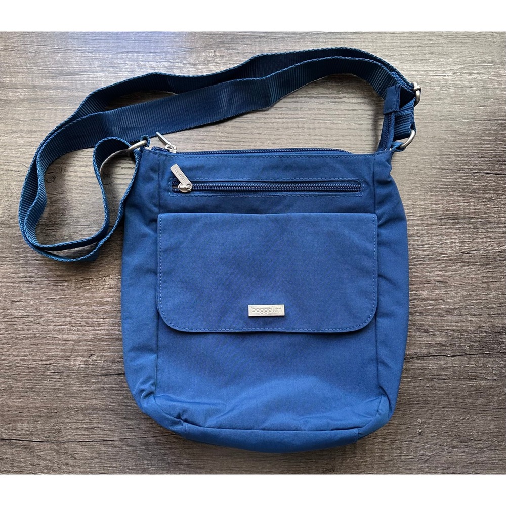 Baggallini Pocket Town Nylon Adjustable Blue‎ Crossbody Bag *FLAWS*